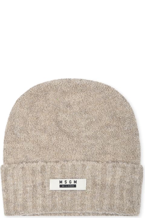 Homeware MSGM Beige Hat For Kkids With Logo