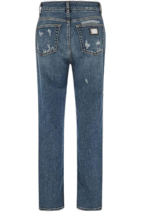 Fashion for Women Dolce & Gabbana Distressed Straight Leg Cropped Jeans