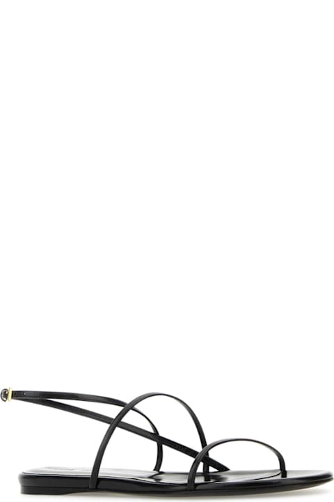 Khaite for Women Khaite Black Leather Loop Sandals