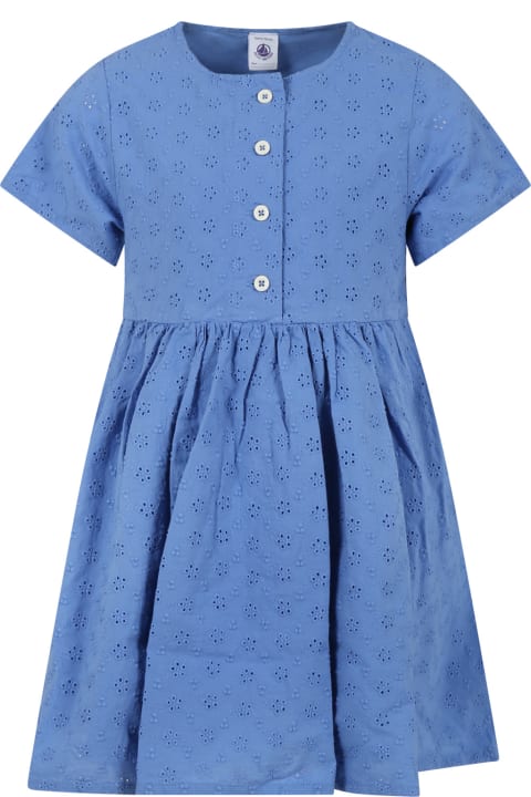 Dresses for Girls Petit Bateau Light Blue Dress For Girl
