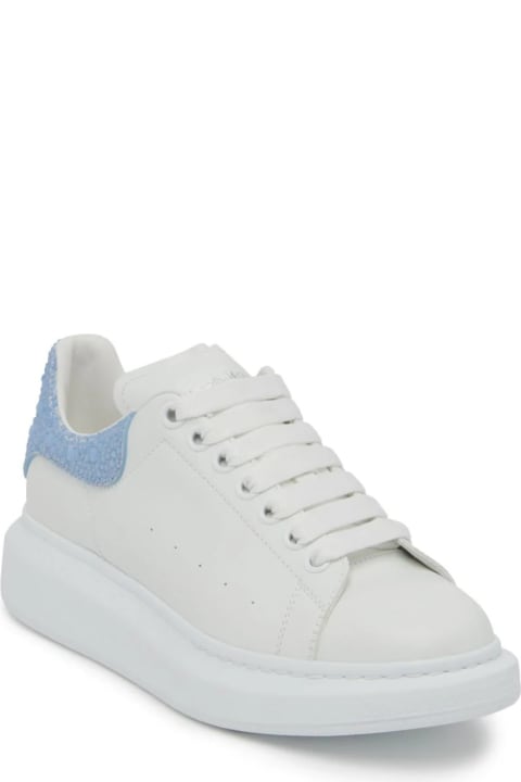 Sneakers for Women Alexander McQueen White Oversized Sneakers With Powder Blue Rhinestone Spoiler