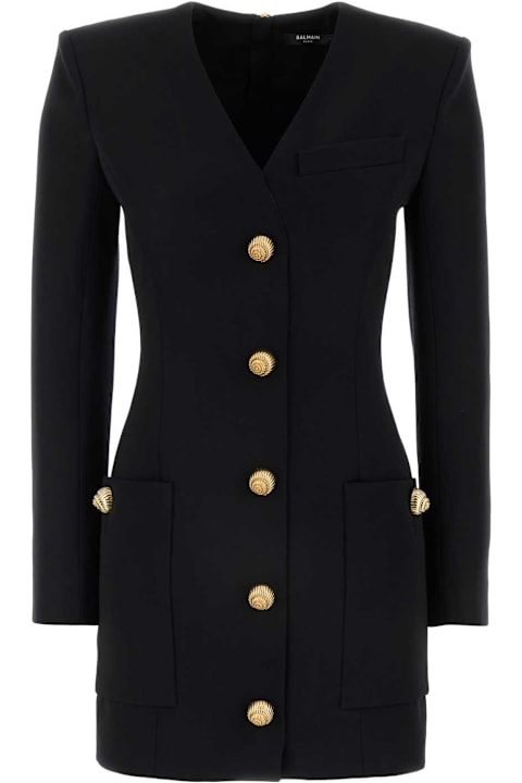 Balmain Dresses for Women Balmain Black Wool Mini Dress