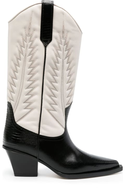 Paris Texas Shoes for Women Paris Texas Bone White And Black Calf Leather Boots
