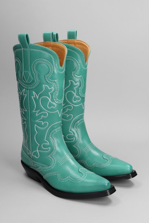 Texan Ankle Boots In Green Leather