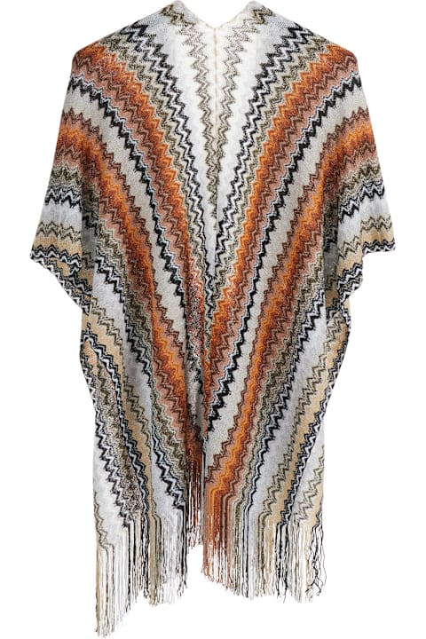 Missoni Coats & Jackets for Women Missoni Multicolor Cape With Fringed Hem And All-over Zig-zag Motif In Viscose Blend Woman