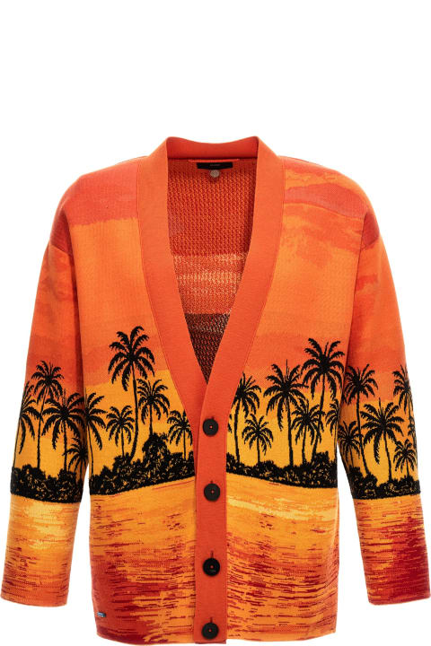 Alanui Sweaters for Men Alanui Kerala Sunset Drop Shoulder Intarsia Knit Cardigan