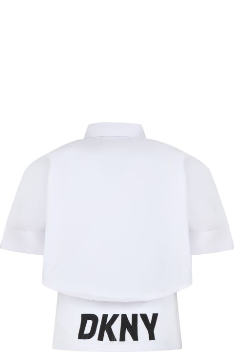 ガールズ DKNYのシャツ DKNY White Cotton Shirt For Girl