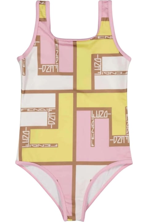 Fendi Swimwear for Girls Fendi Fendi Puzzle Swimsuit