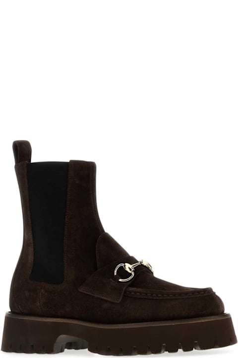 Gucci Brown Suede Ankle Boots