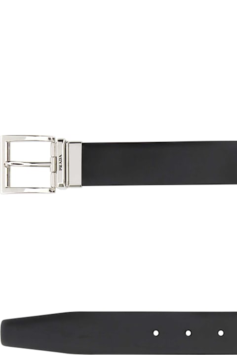 Prada Accessories for Men Prada Black Leather Reversible Belt