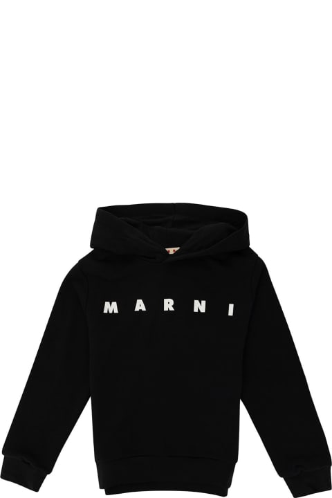 Marni for Kids Marni Black Hoodie With Logo Lettering Print In Cotton Boy