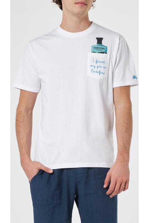 Homeware MC2 Saint Barth Man Cotton T-shirt Austin With Portofino Gin Embroidery | Portofino Dry Gin Special Edition