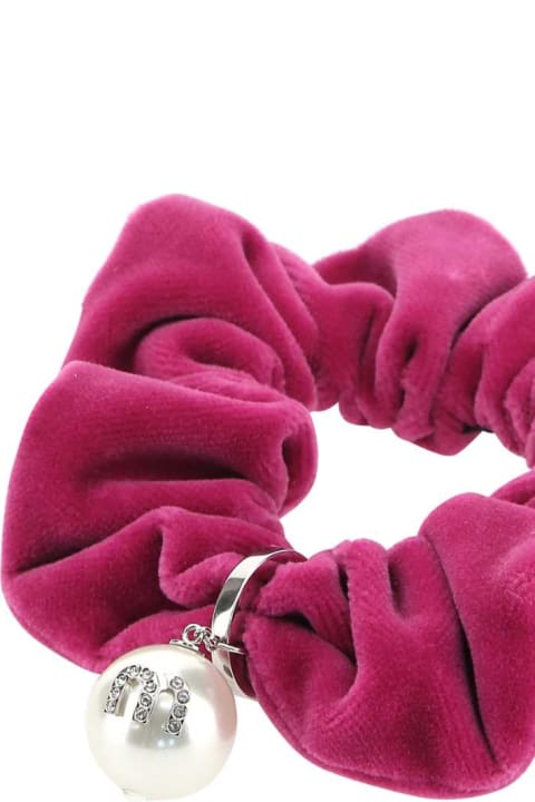 Miu Miu Hair Accessories for Women Miu Miu Fuchsia Velvet Scrunchie