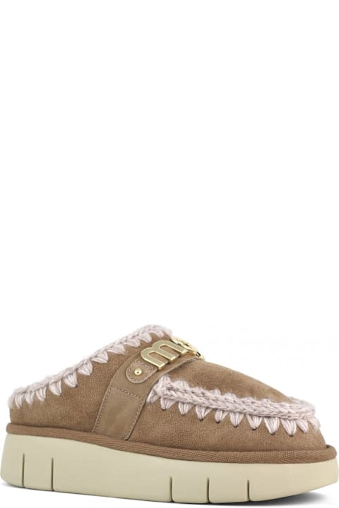 Homeware Mou Pink Brown Double-face Sheepskin Bounce Clog