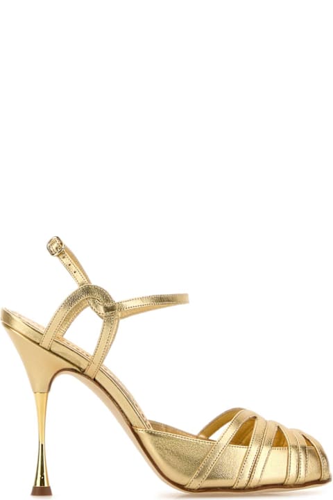 Sandals Sale for Women Manolo Blahnik Gold Nappa Leather Makanak Pumps