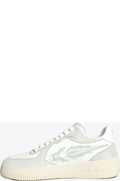 Enterprise Japan New Drop Low Off-white and light grey leather low sneakers with side rocket