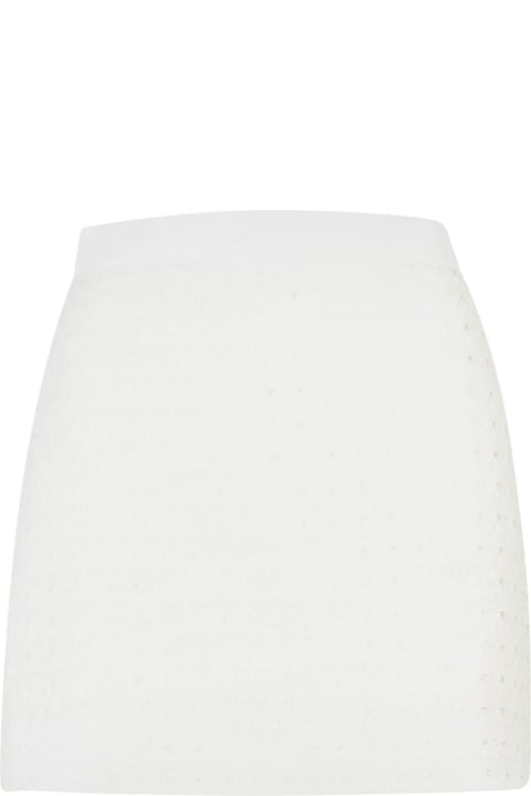 Casablanca تنورات لـ السيدات Casablanca White Cotton Blend Miniskirt