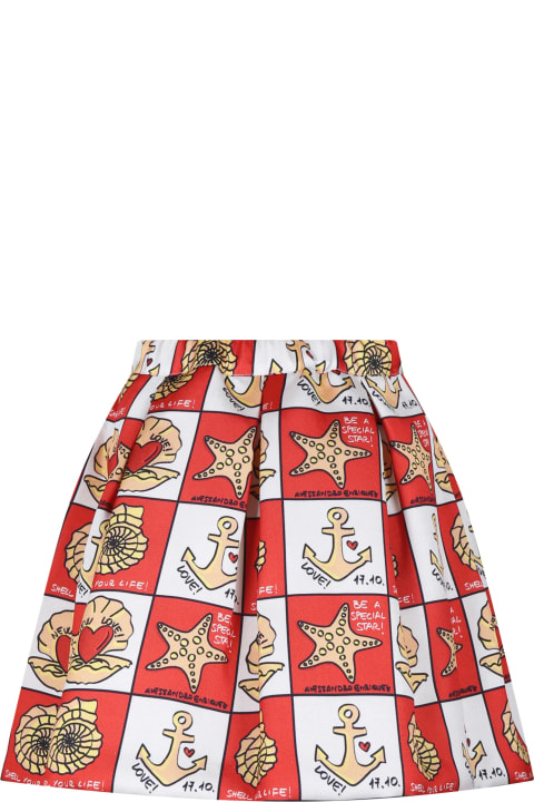 Alessandro Enriquez Bottoms for Girls Alessandro Enriquez Red Skirt For Girl With Pop Print