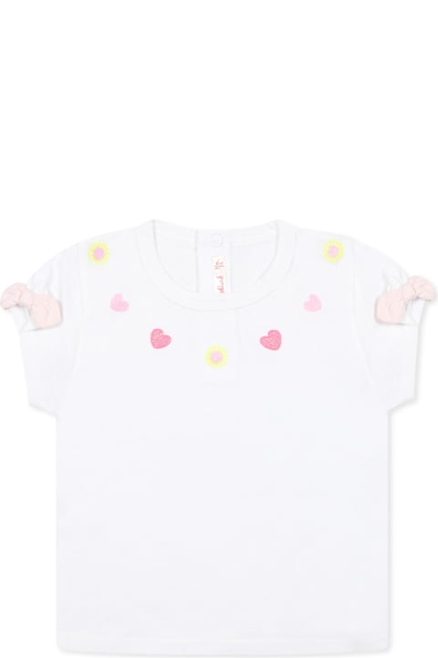 Billieblush Clothing for Baby Girls Billieblush White T-shirt For Baby Girl With Hearts And Flowers