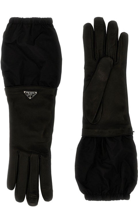 Prada Gloves for Women Prada Enamel-logo Panelled Gloves