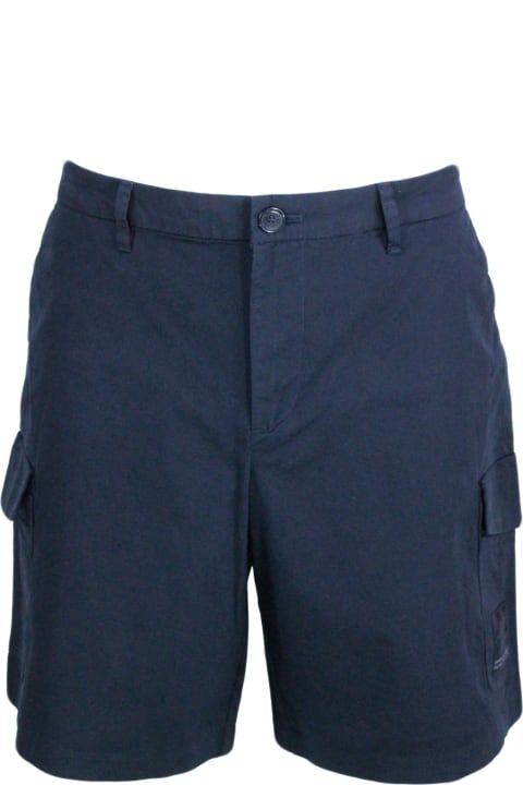 Armani Collezioni Men Armani Collezioni Stretch Cotton Bermuda Shorts, Cargo Model With Large Pockets On The Leg And Zip And Button Closure