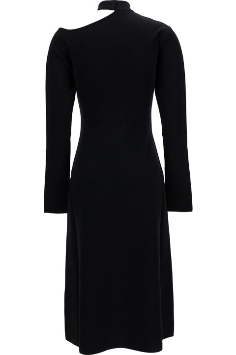 Ferragamo for Women Ferragamo Midi Black Dress With Cut-out And Long Sleeve In Viscose Blend Woman