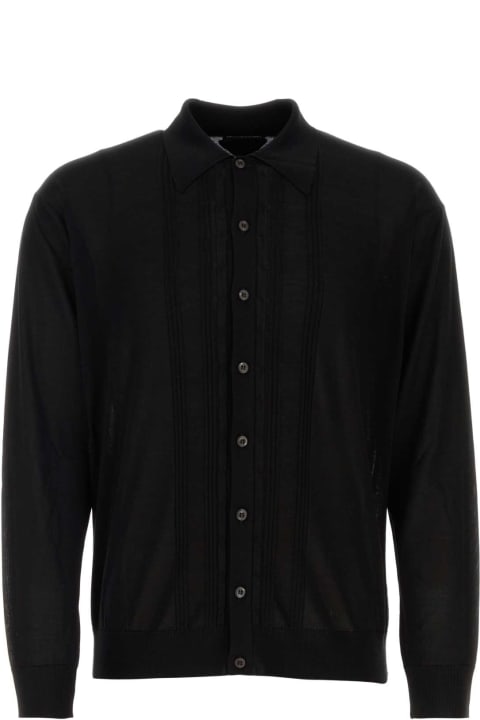 Sweaters for Men Prada Black Silk Cardigan