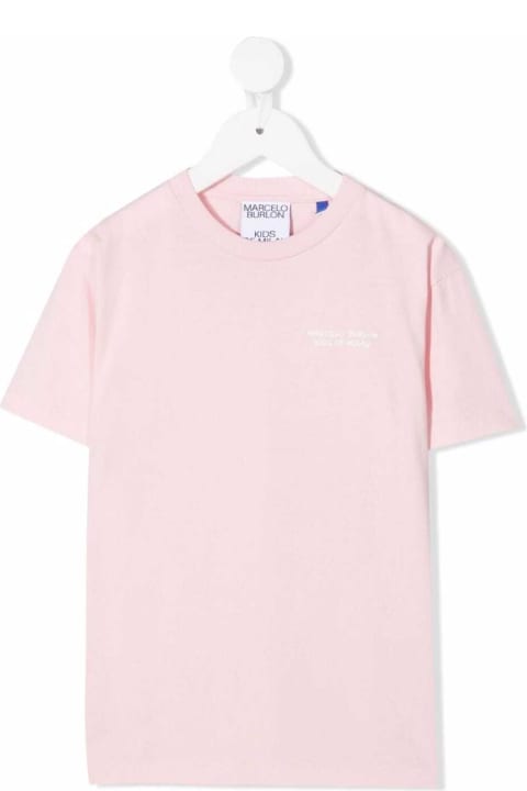 Marcelo Burlon Kids Girl's Pink Cotton T-shirt With Logo