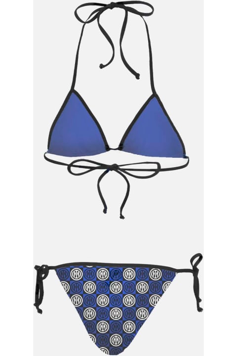 Homeware MC2 Saint Barth Woman Triangle Bikini Maleah With Inter Logo Print | Inter Special Edition