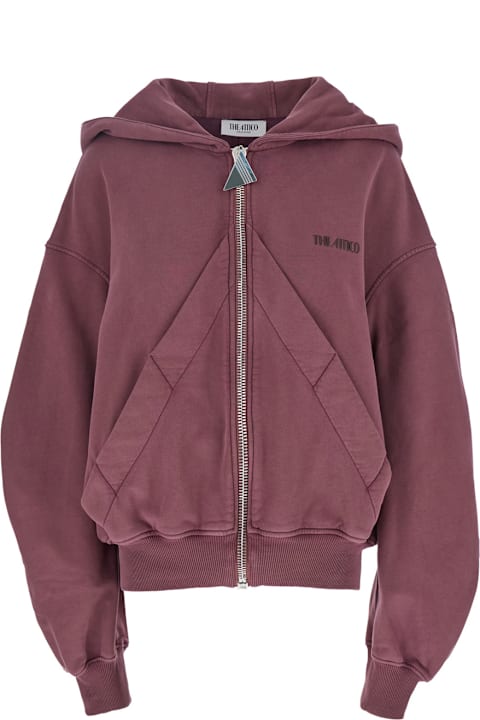 The Attico Fleeces & Tracksuits for Women The Attico Pink Sweatshirt With Hood And Logo Lettering On The Front In Cotton Woman