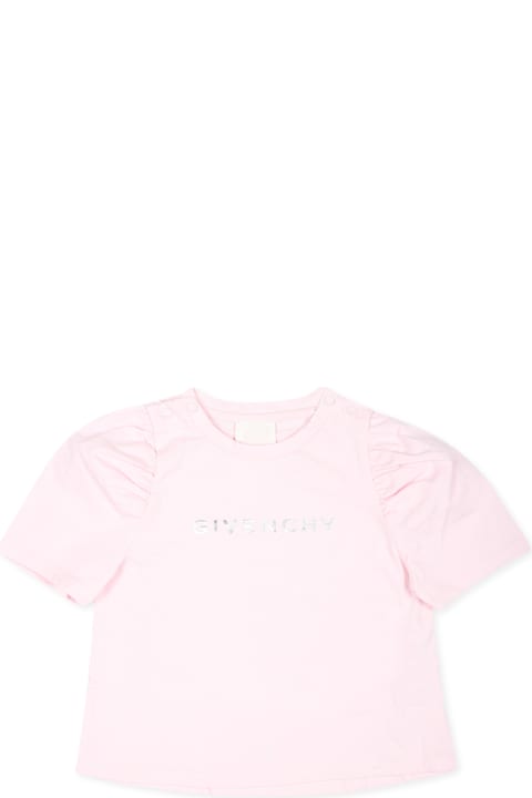 Topwear for Baby Boys Givenchy Pink T-shirt For Baby Girl With Logo