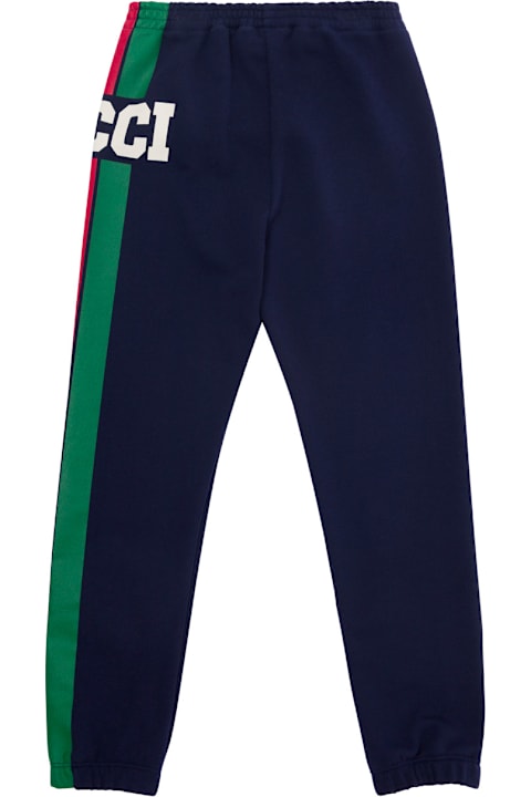 Bottoms for Boys Gucci Black Jogger Pants With Web Detail In Jersey Boy