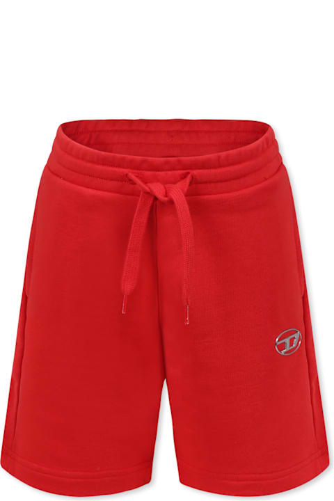 Diesel Bottoms for Boys Diesel Red Shorts For Boy With Logo