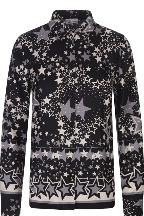 RED Valentino Topwear for Women RED Valentino Black Shirt With Stars Explosion Print
