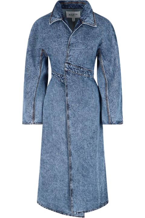 コート ALAIA SS25 Denim trench coat (AA9M1067T535A 524) ALAÏA BLUE DENIM TRENCH |ALAÏA US