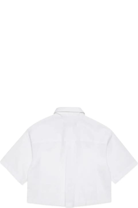 Max&Co. Kids Max&Co. White Poplin Crop Shirt With Logo