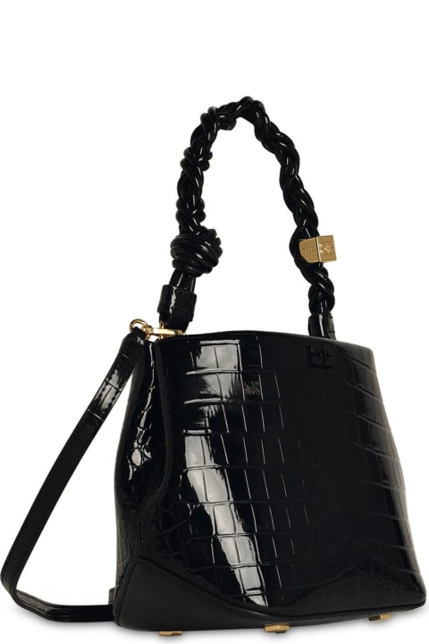 Ganni for Women Ganni 'bou Cocco' Bucket Bag In Black Recycled Leather Blend