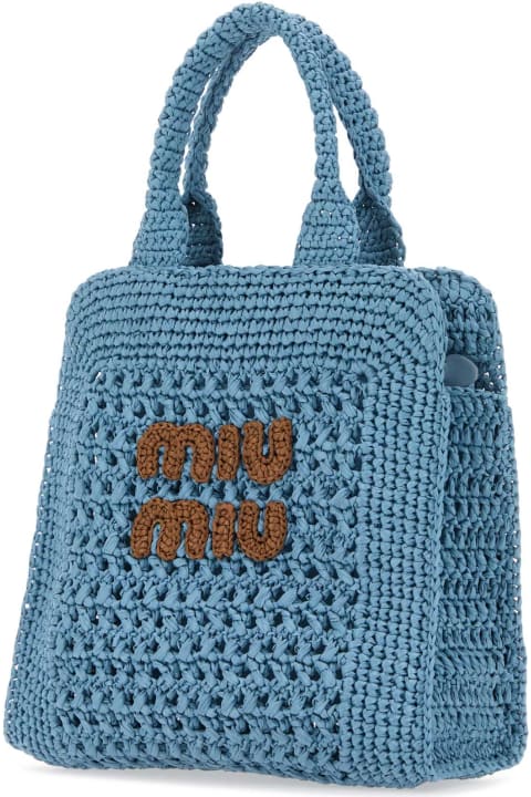 Totes for Women Miu Miu Light Blue Crochet Handbag