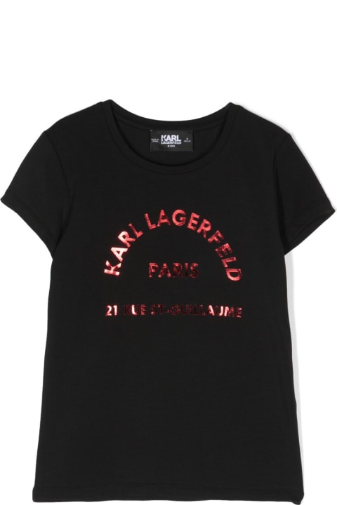 Karl Lagerfeld Kids Karl Lagerfeld Kids Karl Lagerfeld T-shirt Nera In Cotone E Modale Bambina