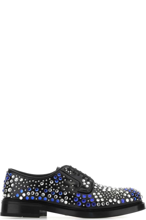 Shoes for Men Prada Embellished Leather Lace-up Shoes