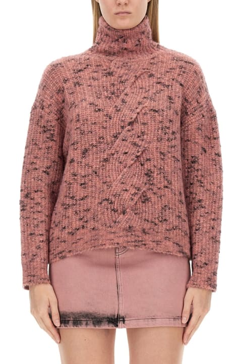 أدوات منزلية M05CH1N0 Jeans Pink Wool Blend Turtleneck Sweater