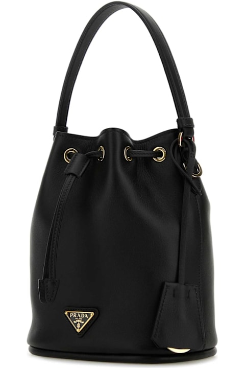 Bags for Kids Prada Black Leather Re-edition 1978 Bucket Bag