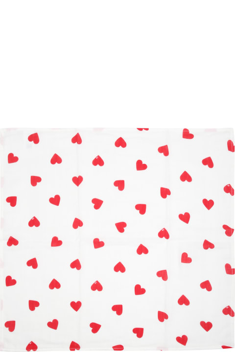 Fashion for Kids Petit Bateau White Blanket For Baby Girl With Hearts