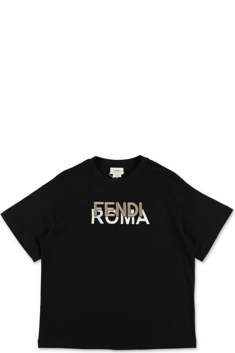 Fendi for Kids Fendi Fendi T-shirt Nera In Jersey Di Cotone Bambino