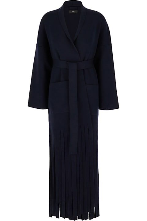 Alanui for Women Alanui Midnight Blue Stretch Wool Blend Coat