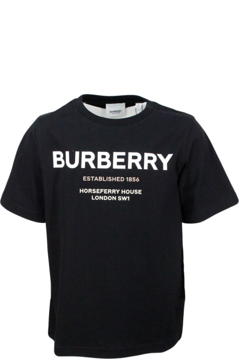 Burberry Topwear for Girls Burberry Short-sleeved Crew-neck T-shirt With Logo Lettering