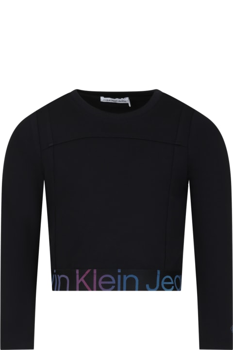 Calvin Klein Kids Calvin Klein Black T-shirt For Girl With Logo