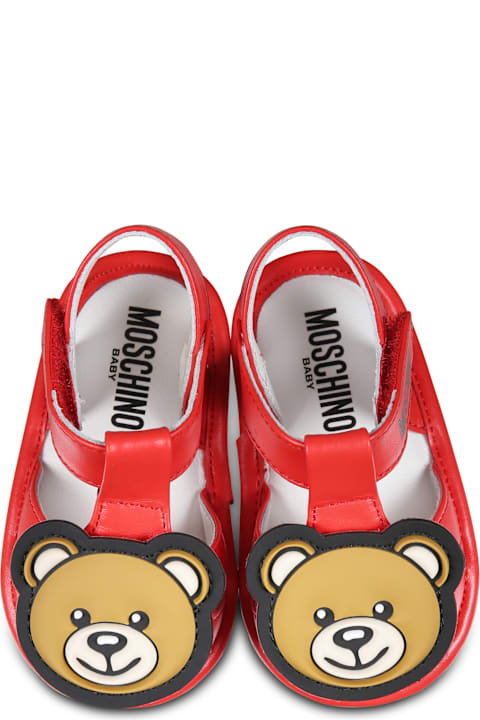 Moschino Shoes for Baby Boys Moschino Red Sandals For Babykids With Teddy Bear