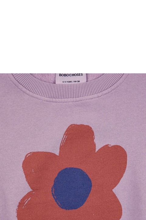 Bobo Choses for Kids Bobo Choses Purple Sweatshirt For Girl With Flower And Logo