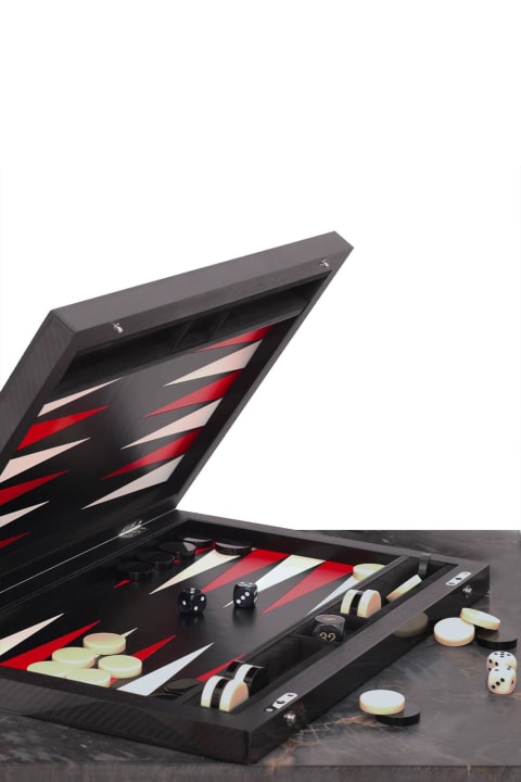 Larusmiani Home Décor Larusmiani Carbon Fiber Backgammon Set Game